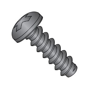 Small Parts 0407BPPB Steel Sheet Metal Screw, Black Oxide Finish, Pan Head, Phillips Drive, Type B, #4-24 Thread Size, 7/16" Length (Pack of 100)