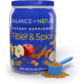 Balance of Nature Fiber & Spice - Psyllium Husk, Flax Seed, Turmeric & Apple - Spiced Cider Powdered Drink Mix - 30 Servings