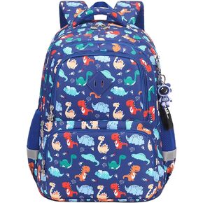 Kids Backpack for School,Boys Backpack Dinosaur Print with Multiple Pockets Lightweight School Backpack for Primary and Elementary Waterproof(Blue-Dinosaur)
