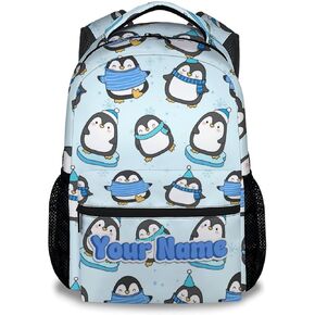 Kids School Backpack - 17 Inch Cute Penguin Bookbag for Girls - Durable Black School Bag for Elementary & Travel