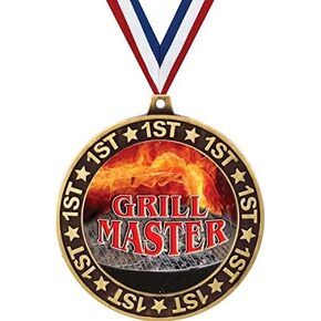 Grill Master 1st Place Perimeter Medal Gold, 2.75" Grilling Competition Prizes, BBQ Trophy Medal Awards Prime