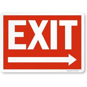 SmartSign - S-1253-PL-10 "Exit" Sign with Right Arrow | 7" x 10" Plastic White on Red