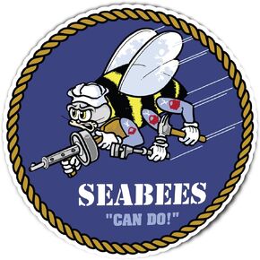 Desert Cactus US Navy Emblem Logo Construction Battalions Vinyl Decal Laptop Water Bottle Car Scrapbook Officially Licensed United States Sticker (IND Seabees)