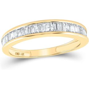 Solid 14K Yellow Gold Womens Baguette Real Natural Diamond Wedding Band 1/2 Carat (.51 Cttw)