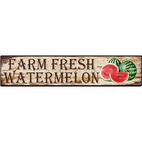 Farm Fresh Watermelon Locally Grown Sign Aluminum Metal Plaque Rustic Tin Sign Retro Wall Decor 4x16 in / 10x40 cm