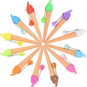 12 Pieces Ice Cream Pen Novelty Cute Ink Assorted Color Summer Writing Pen for Kids School Supplies Party Favor