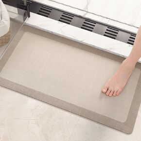 Color&Geometry Quick Dry Bath Mat Bathroom Rugs Non Slip Washable Super Absorbent Bath Mat Low Profile Bath Rug Thin Bathroom Rugs Fit Under Door for Bathtub Sink Shower Toilet, 16"x24", Beige
