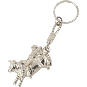 Needzo Metal Bull Rider Keychain, Western Cowboy Themed Key Ring Accessory, Gifts for Boys, 4.5 Inches