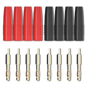8Pcs 4mm Banana Plug Male Connector Gold Plate Solder Type for Multimeter Test Leads Speaker Wire Cable RC Lipo Battery Charger Adapter