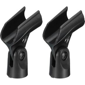 MECCANIXITY Microphone Holder O.D 21mm - 33mm Plastic Interface Mic Holder Clip with 3/8 Metal Adapter for Small Mic Black 2 Pcs