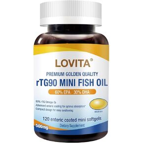 rTG 90 Mini Fish Oil, 2000mg Daily| High Absorption rTG Form, 90% Omega-3 | Burpless, Easy to Swallow | Support Healthy Heart, Brain and Eyes | 120 Enteric-Coated Softgels
