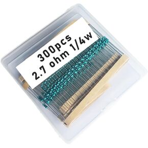 2.7 1/4W, 2.7R1/4W, 2.7 ohm, 2.7 R 1/4W, 2.7Ωresistor, 2.7 ohm resistor, 2.7 ohm Metal resistor, 2.7 R Metal Film resistors 1/4w(0.25w) 1% tolerance 0.01 MF Metal Film Fixed Resistor 300 pcs