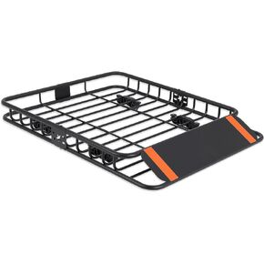 Zstar 46''x36''x5'' Roof Rack Basket, Cargo Carrier with Extension Black Car Top Luggage Holder, 200LBS Heavy Duty, Carrier Basket for SUV, Truck or RV Camping Storage Steel Construction