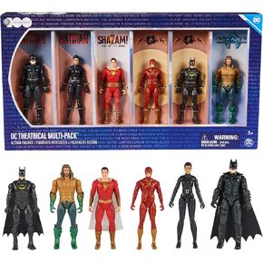 DC Comics Theatrical Multi-Pack, Limited Edition 6 Super Hero Action Figures, WB Anniversary Collectible, Superhero Kids Toys for Boys Ages 3+