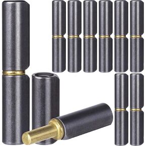 10 Pcs Weldable Barrel Hinges 2-1/2" Long 3/8" Diameter Heavy Duty Carbon Steel Barrel Hinges Weld On Detachable Gate Door Hinge for Metal Swing Door, Trailer Ramp, Glass Door Hinge Pin OD 1/4"