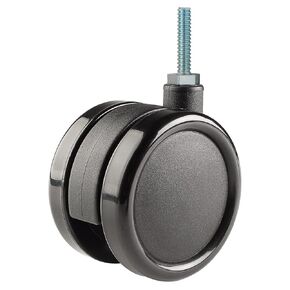 TWUN-75U-T03-BK 3" Diameter Nylon Wheel Unhooded Non-Brake Caster, 1/4-20" Diameter x 1" Length Threaded Stem, 132 lb Capacity Range, Black