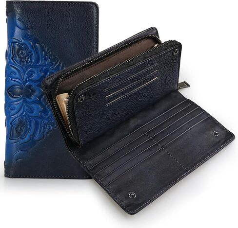 Women Wallet Leather Large Capacity Credit Card Phone Purse With Zipper Green in Saudi Arabia