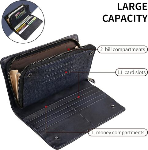 Women Wallet Leather Large Capacity Credit Card Phone Purse With Zipper Green in Saudi Arabia