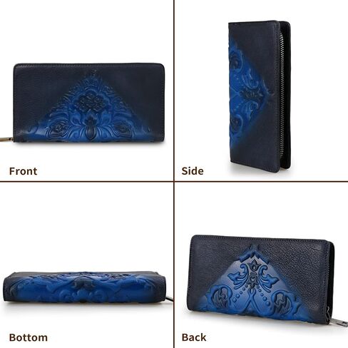 Women Wallet Leather Large Capacity Credit Card Phone Purse With Zipper Green in Saudi Arabia