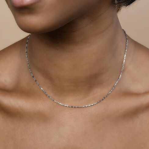 PORI JEWELERS 925 Sterling Silver 1.5mm Diamond Cut Heshe Link Chain Necklace- Unisex Chain Necklace in Saudi Arabia
