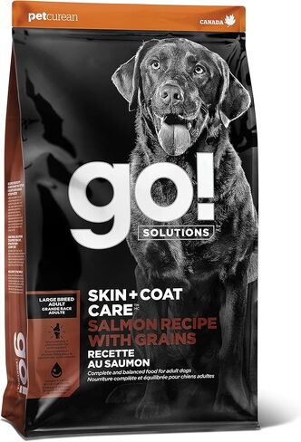 Go! Solutions Skin + Coat Care Dry Dog Food for Large Breed Adult - Salmon Recipe with Grains - Complete & Balanced Nutrition, 12 lbs in Saudi Arabia