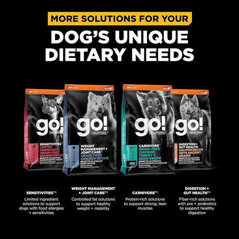 Go! Solutions Skin + Coat Care Dry Dog Food for Large Breed Adult - Salmon Recipe with Grains - Complete & Balanced Nutrition, 12 lbs in Saudi Arabia
