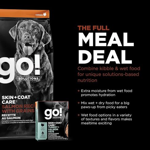 Go! Solutions Skin + Coat Care Dry Dog Food for Large Breed Adult - Salmon Recipe with Grains - Complete & Balanced Nutrition, 12 lbs in Saudi Arabia