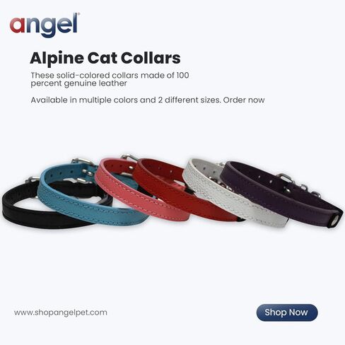 طوق القطط من الجلد الطبيعي الآمن على جبال الألب | طوق مطاطي قابل للانفصال مصنوع يدويًا | خفيفة الوزن وقوية | مثالية للقطط الصغيرة التي تتغذى بشكل جيد | مستلزمات الحيوانات الأليفة آنجل (10 بوصة × 1/2 بوصة، وردي علكة) in Kuwait