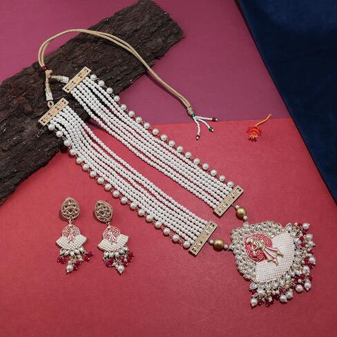 مجموعة قلادة كوندان مجموعات المجوهرات الهندية للنساء مجموعات مجوهرات بوليوود للنساء مجوهرات الزفاف الهندية KN006 in Kuwait