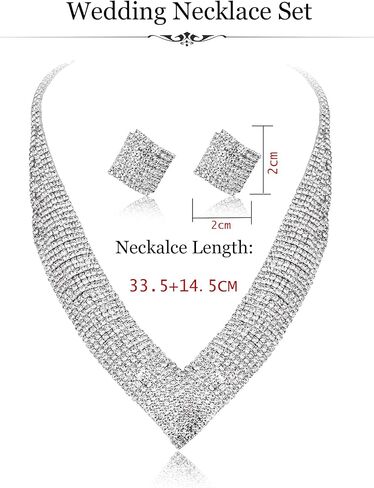 مجموعة أقراط قلادة الزفاف من Subiceto للنساء، مجموعة مجوهرات الزفاف لوصيفات العروس من أجل مجوهرات الزفاف الفضية والحفلات الراقصة in Kuwait