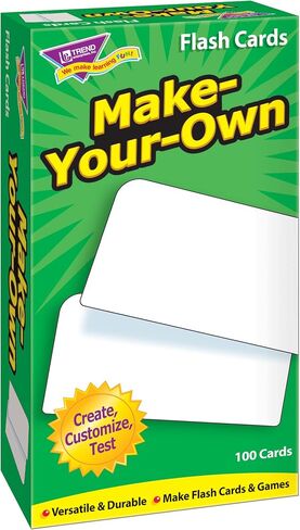 TREND ENTERPRISES: Make-Your-Own Skill Drill Flash Cards, Create, Customize, Test, Versatile & Durable, Make Flash Cards & Games, 100 Blank Cards Included, Ages 3 and Up in Saudi Arabia