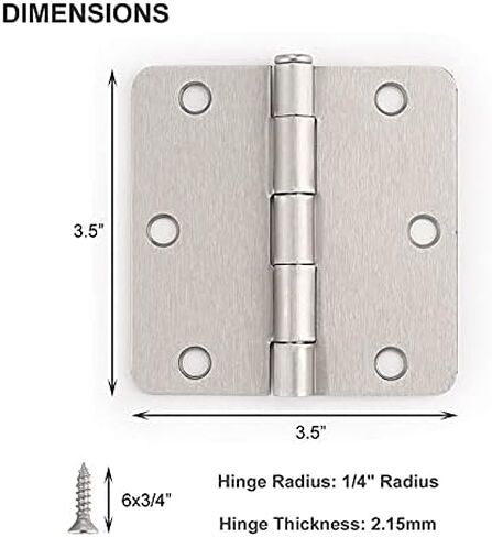 3 Pack of Door Hinges Satin Nickel 3.5 Inch x 3.5 Inch Interior Door Hinges with 5/8" Radius in Saudi Arabia
