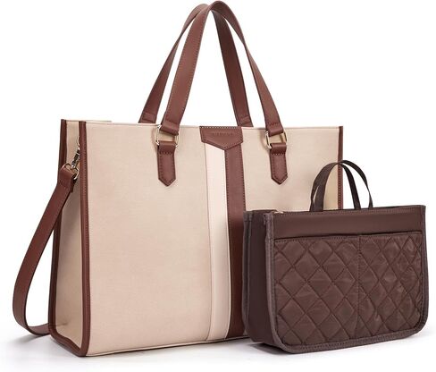 Missnine Laptop Tote Bag for Women 15.6 inch Leather Work Bags Computer Office Handbag with Purse Organizer Insert in Saudi Arabia