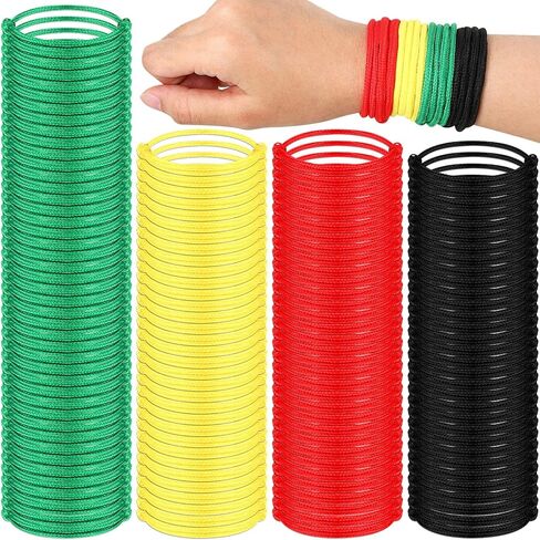 Kigeli 400 Pieces Black History Month Friendship Bracelets Bulk Neon Rope Bracelets in 4 Assorted Colors Adjustable Green Red Gold Bracelets Rope Woven Bracelets for Black History Month Party Decor in Saudi Arabia