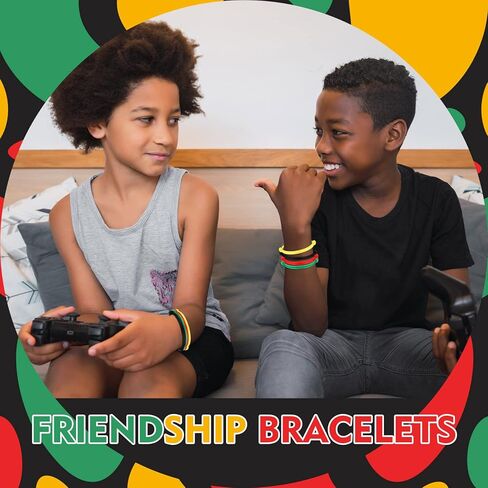 Kigeli 400 Pieces Black History Month Friendship Bracelets Bulk Neon Rope Bracelets in 4 Assorted Colors Adjustable Green Red Gold Bracelets Rope Woven Bracelets for Black History Month Party Decor in Saudi Arabia