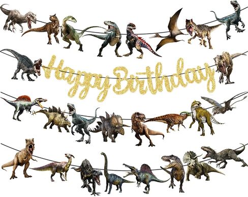 Dinosaur Birthday Party Banner Dinosaur Birthday Party Decorations 4Pcs Dino Theme Hanging Banners T-Rex Party Cutout Banner for Dinosaur Roar Baby Shower Supplies in Saudi Arabia