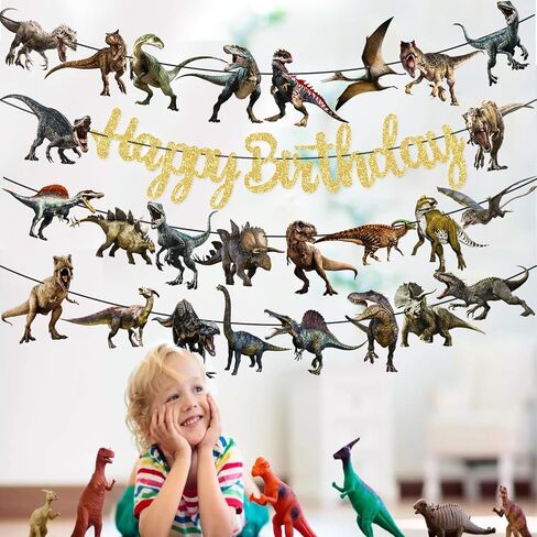 Dinosaur Birthday Party Banner Dinosaur Birthday Party Decorations 4Pcs Dino Theme Hanging Banners T-Rex Party Cutout Banner for Dinosaur Roar Baby Shower Supplies in Saudi Arabia