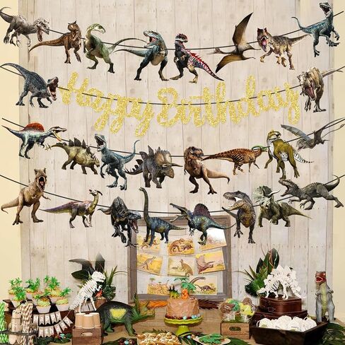 Dinosaur Birthday Party Banner Dinosaur Birthday Party Decorations 4Pcs Dino Theme Hanging Banners T-Rex Party Cutout Banner for Dinosaur Roar Baby Shower Supplies in Saudi Arabia
