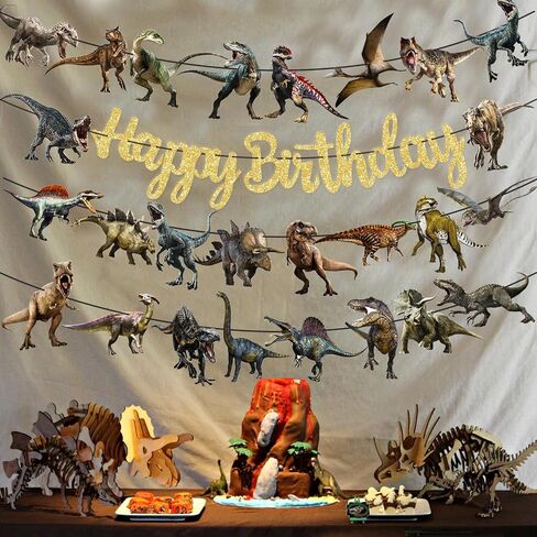 Dinosaur Birthday Party Banner Dinosaur Birthday Party Decorations 4Pcs Dino Theme Hanging Banners T-Rex Party Cutout Banner for Dinosaur Roar Baby Shower Supplies in Saudi Arabia