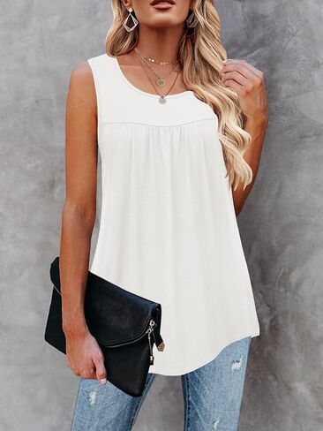 TECREW Womens Sleeveless Active Tank Tops Ruffle Loose Tunic Blouse Shirt in Kuwait