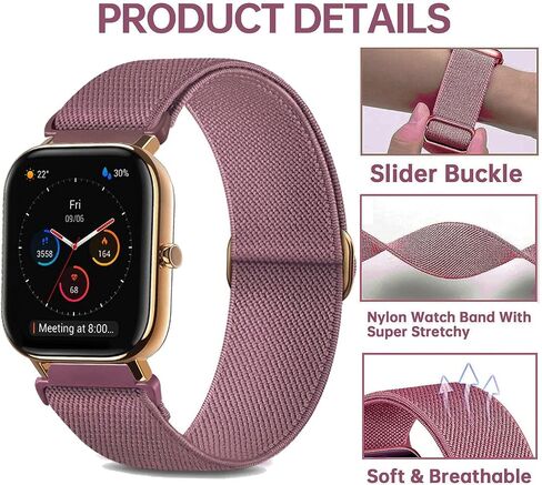 أحزمة ساعة من النايلون المضفر والمطاط متوافقة مع Amazfit GTS/GTS 2/GTS 2 mini/GTS 2e/GTS 3/GTS 4/GTS 4 mini، أشرطة قماشية مرنة لـ Amazfit Bip U Pro/Bip 3 Pro/Bip Lite للنساء والرجال in Kuwait