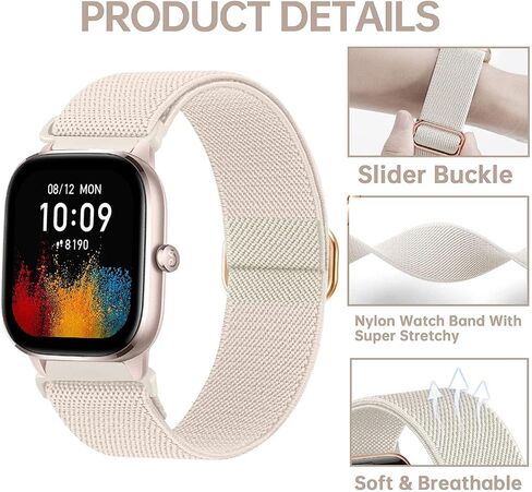 Braided Stretchy Nylon Watch Bands Compatible with Amazfit Active2/GTS/GTS 2/GTS 2 mini/GTS 2e/GTS 3/GTS 4/GTS 4 mini, Loop Elastic Fabric Straps for Amazfit Bip U Pro/Bip 3 Pro/Bip Women Men in Saudi Arabia
