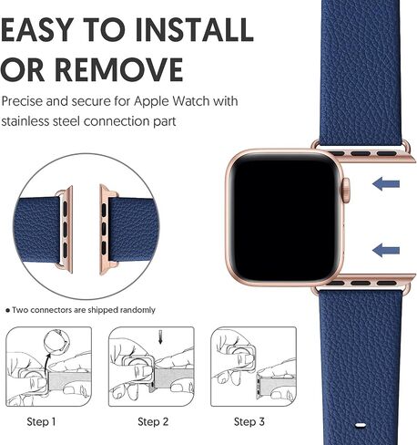 Fullmosa Compatible Apple Watch Band 49/45/44/42/41/40/38mm Premium Genuine Leather Replacement Strap, Compatible with Apple Watch SE Series ultra 2/9/8/7/6/5/4/3/2/1 for Men and Women in Saudi Arabia