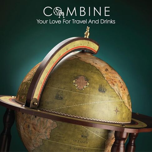 Waypoint Geographic Explora Bar Globe، قطر 16 بوصة، كرة عالمية أنيقة، كرة صغيرة لتخزين المشروبات الكحولية لديكور المنزل والمكتب، 36.56 بوصة ارتفاع × 23 بوصة عرض × 16 بوصة عمق، بني عسلي in Kuwait