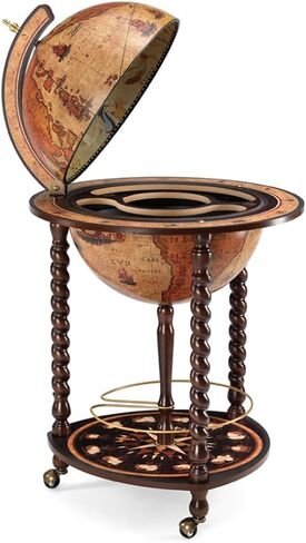 Waypoint Geographic Explora Bar Globe, 16" Diameter Elegant World Globe, Liquor Storage Mini Bar Globe for Home and Office Decor, 36.56" H x 23" W x 16"D, Antique White in Saudi Arabia