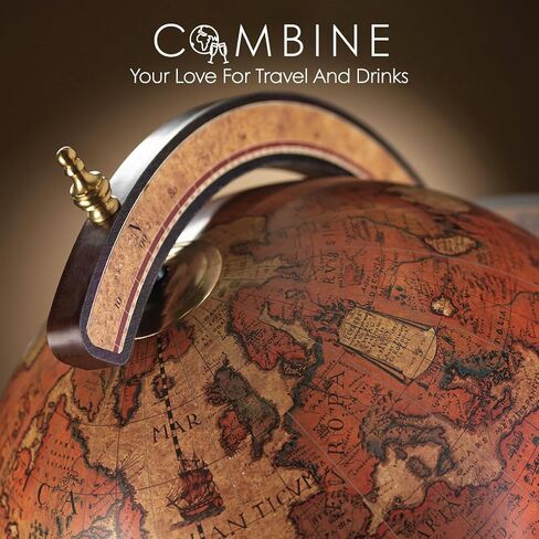 Waypoint Geographic Explora Bar Globe, 16" Diameter Elegant World Globe, Liquor Storage Mini Bar Globe for Home and Office Decor, 36.56" H x 23" W x 16"D, Antique White in Saudi Arabia