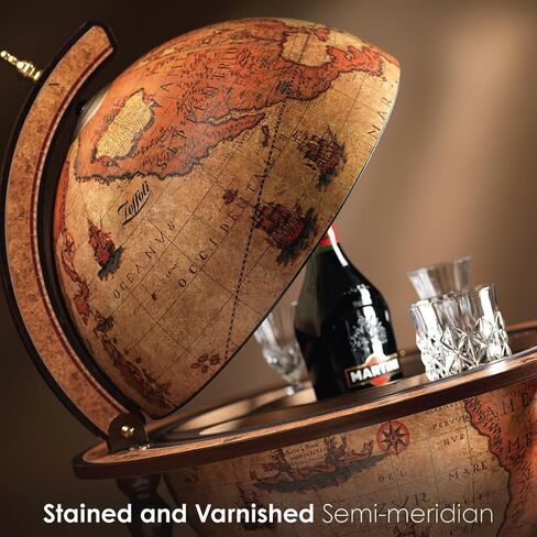 Waypoint Geographic Explora Bar Globe, 16" Diameter Elegant World Globe, Liquor Storage Mini Bar Globe for Home and Office Decor, 36.56" H x 23" W x 16"D, Antique White in Saudi Arabia