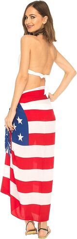 SHU-SHI Womens Beach Swimsuit Cover Up American Flag Sarong Wrap & Coconut Clip in Saudi Arabia