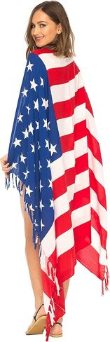 SHU-SHI Womens Beach Swimsuit Cover Up American Flag Sarong Wrap & Coconut Clip in Saudi Arabia
