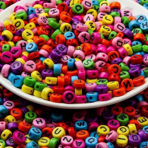 CYEENUT 1200pcs Letter Beads, Black with White Letter Beads,4x7 mm Acrylic Beads for DIY Jewelry and Bracelet Making(Black&White) in Saudi Arabia